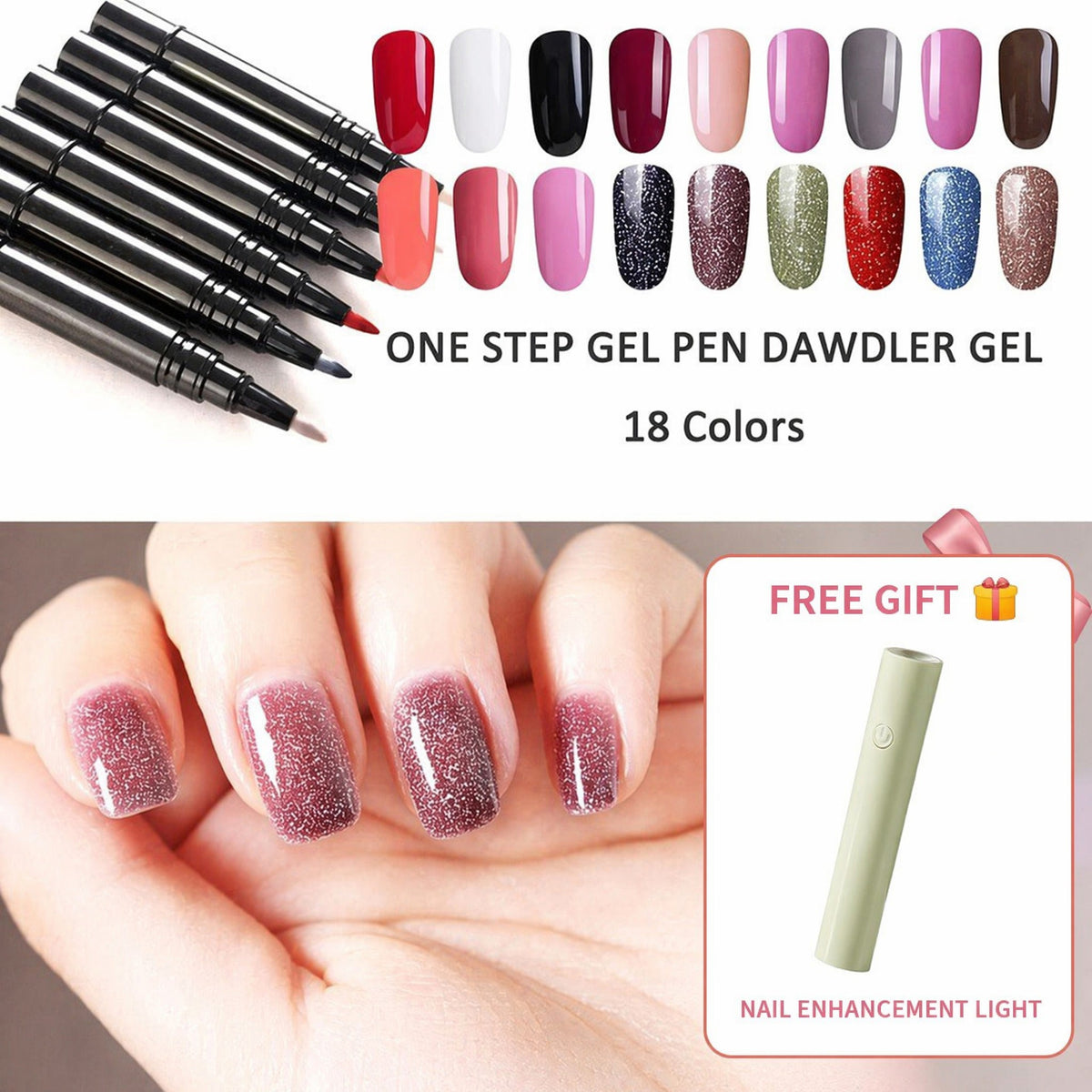 Offre dure limite: 1 achet, 1 offert - 19,99 Stylo gel pour ongles One Step Mini-lampe UV de poche offerte