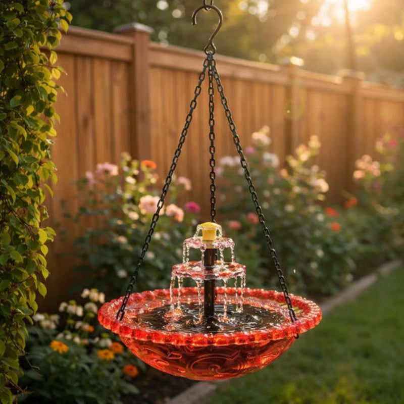 DE PRINTEMPS - 50 % DE RDUCTION Baignoire oiseaux suspendue solaire Fontaine ou distributeur de nourriture pour oiseaux