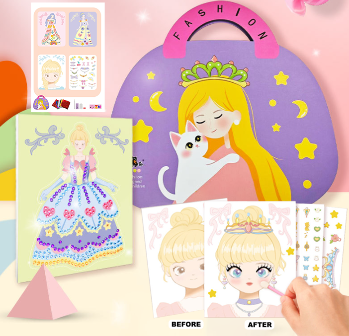 Außergewöhnliche 50 % Rabatt 3-in-1-Spielset zum Anziehen und Schminken einer Prinzessin