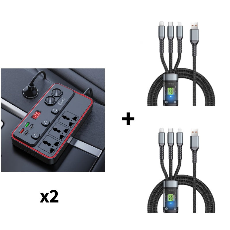 Chargeur Voiture Multifonction | Prises Secteur + Ports USB Charge Rapide