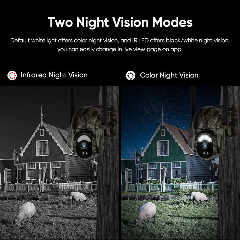 Camra de surveillance solaire 4G CB114S Vue en direct 2K HD, couverture 360, sans Wi-Fi Commande distance par application, tanche, dtection de mouvement, vision nocturne Idale pour lextrieur