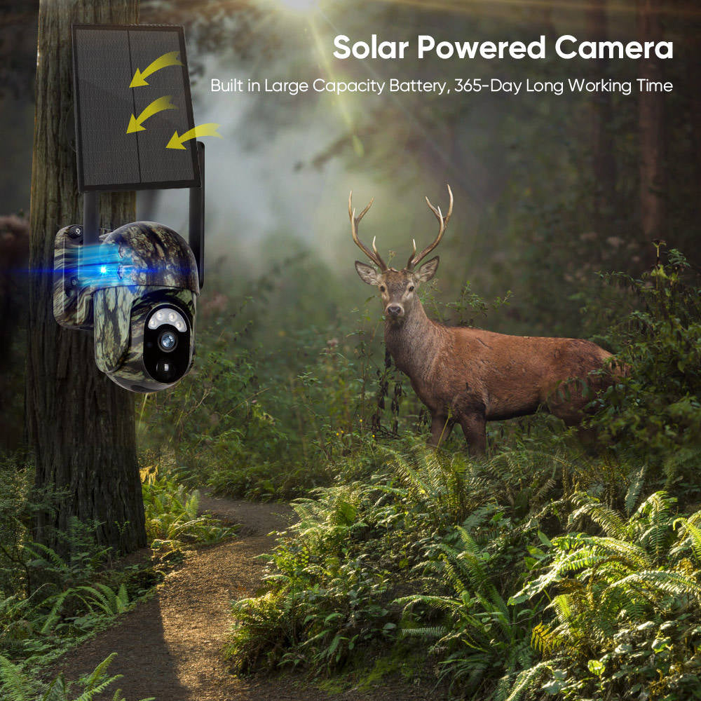 Camra de surveillance solaire 4G CB114S Vue en direct 2K HD, couverture 360, sans Wi-Fi Commande distance par application, tanche, dtection de mouvement, vision nocturne Idale pour lextrieur