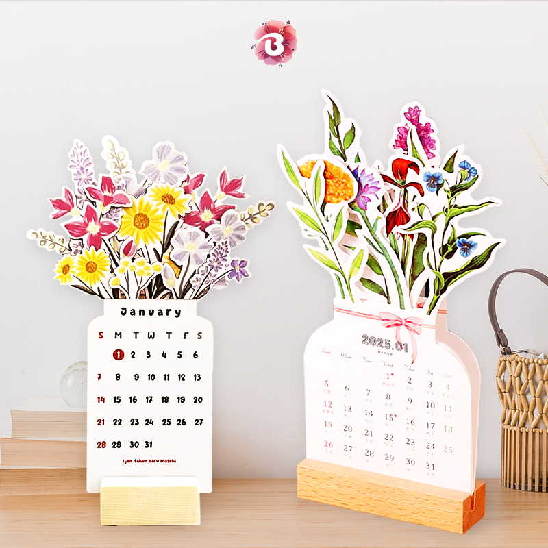 Achetez 3 obtenez 2 gratuits 2025 Bloomy Flowers Desk Calendar