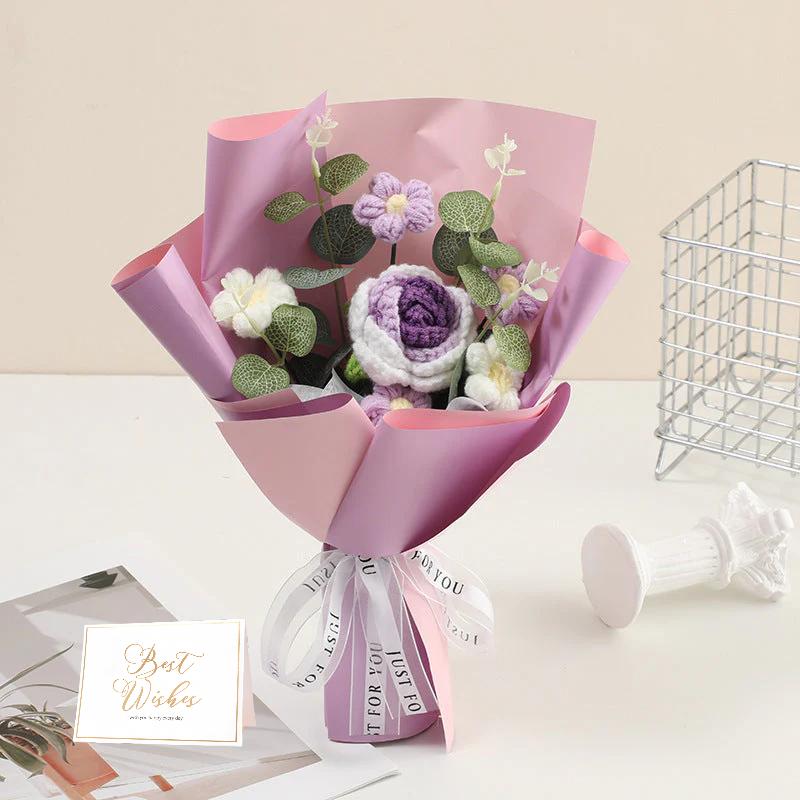 DE RDUCTION Bouquet de fleurs dlicates au crochet fait main Design raliste, durable et parfait pour la dcoration intrieure ou comme cadeau