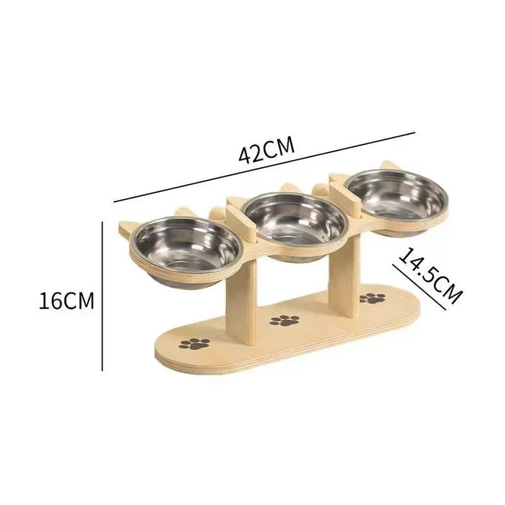 Mangeoire surleve antidrapante avec 3 gamelles pour animaux de compagnie | Protection de la colonne vertbrale avec base antidrapante