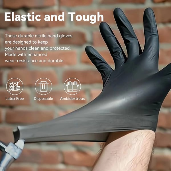 100 gants jetables en nitrile noir Outils de scurit pour le nettoyage domestique