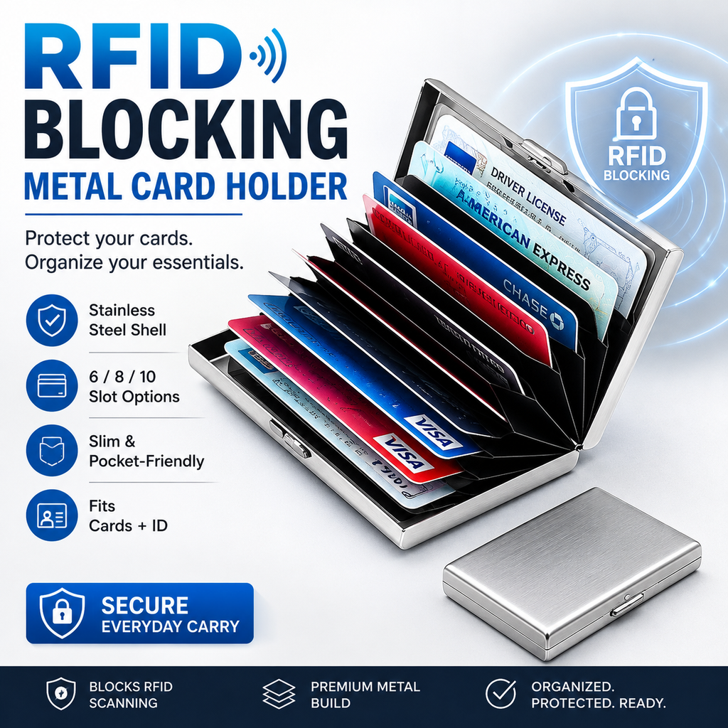 Porte-cartes mtallique bloquant les signaux RFID