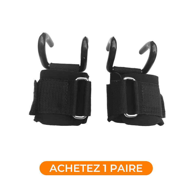 DE RDUCTION Sangles de Poignet Robustes Crochets pour Haltrophilie Prise Ultrascurise, Confort Maximal & Support Musculaire Intensif