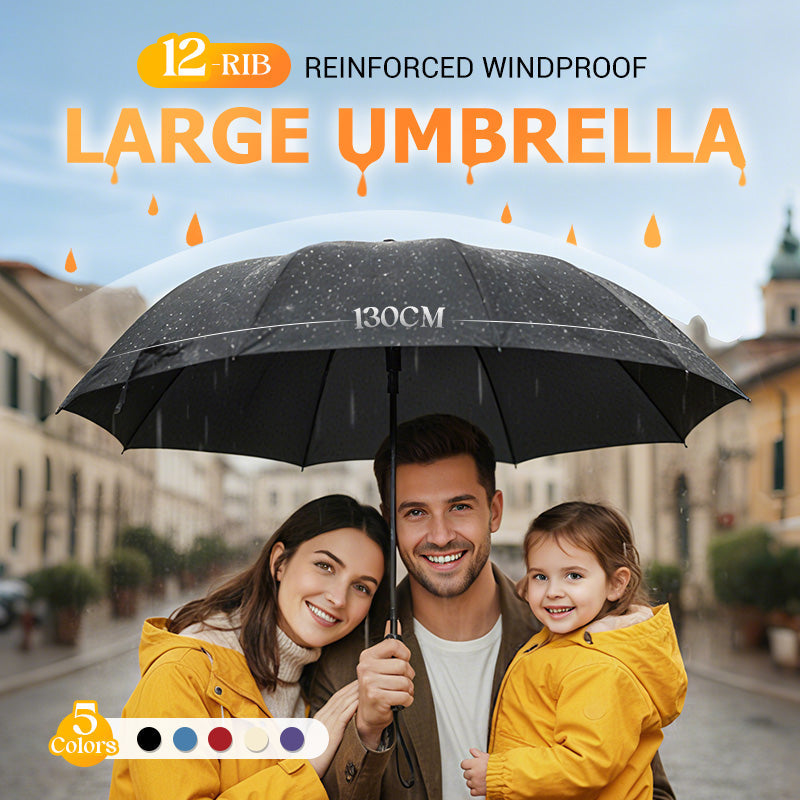 De Redaktion Großer faltbarer Regenschirm mit 12 windbeständigen Rippen