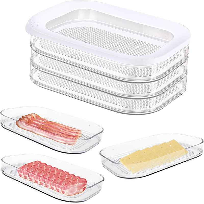 DE RDUCTION Vorratsdosen, 3er-Set, PET, transparent, luftdicht und stapelbar für Kühlschrankorganisation