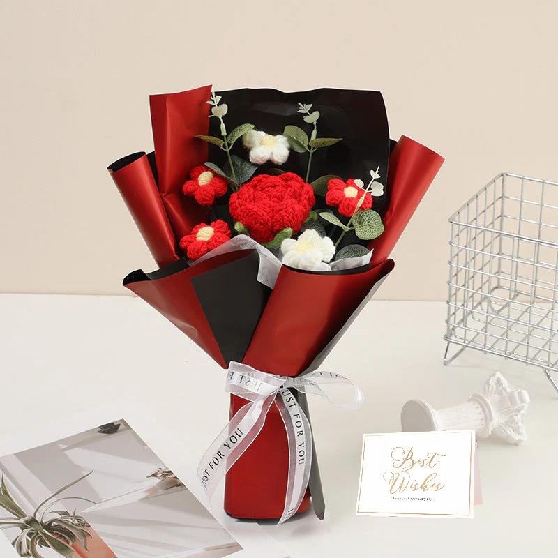 DE RDUCTION Bouquet de fleurs dlicates au crochet fait main Design raliste, durable et parfait pour la dcoration intrieure ou comme cadeau