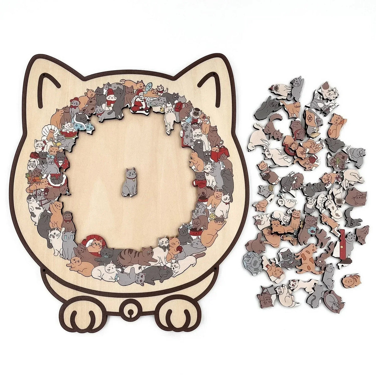De No?l 50 % de rduction Puzzle en bois reprsentant un chat aux couleurs Morandi, 135 pices