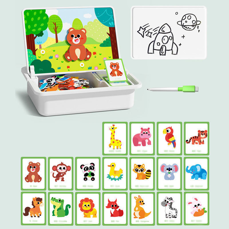 Bo?te puzzle magntique pour enfants avec jeu et planche dessi