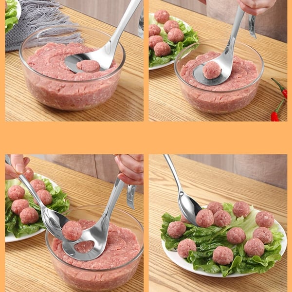 Offre spciale du 16.99 1 achets 1 offerts Cuillre boulettes inox Dmoulage facile, polyvalente pour viande, poisson