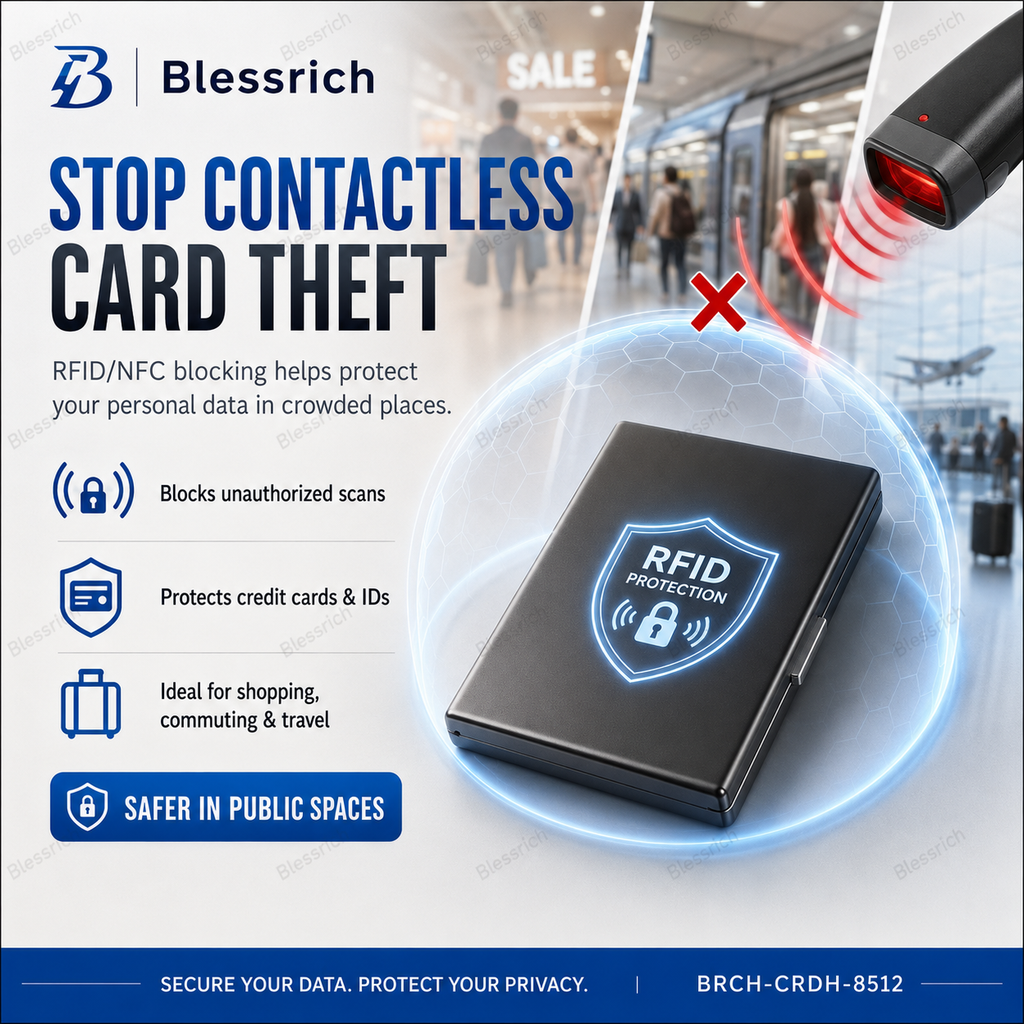 Porte-cartes mtallique bloquant les signaux RFID