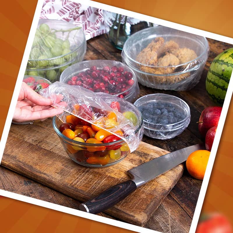 Lot de 100 films tirables jetables pour bols et assiettes, couvercles lastiques pour rcipients, alternative au film alimentaire pour conserver les restes, les fruits, les lgumes et les aliments en cuisine
