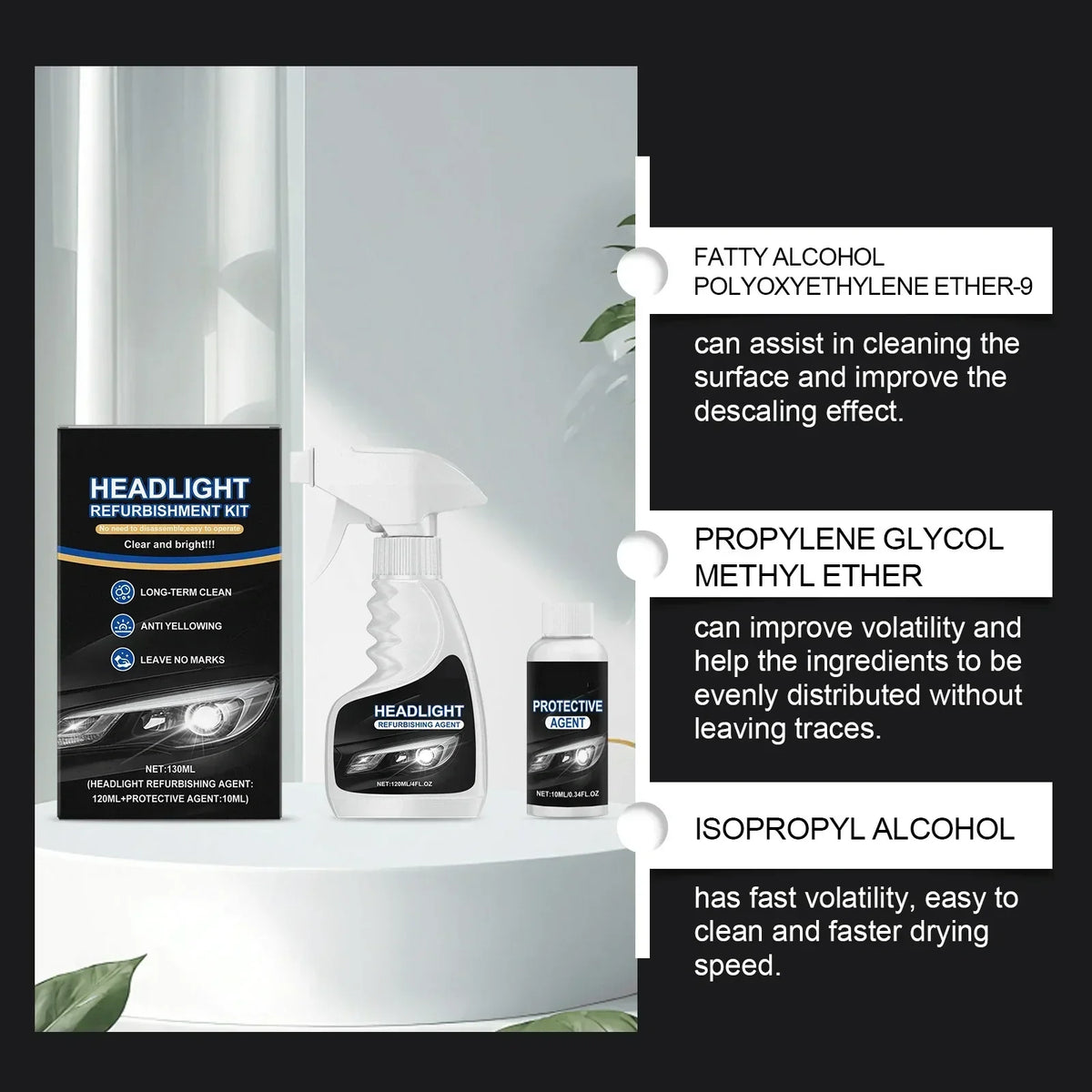 Professioneller Scheinwerfer-Aufbereiter 180 ml mit Schwamm