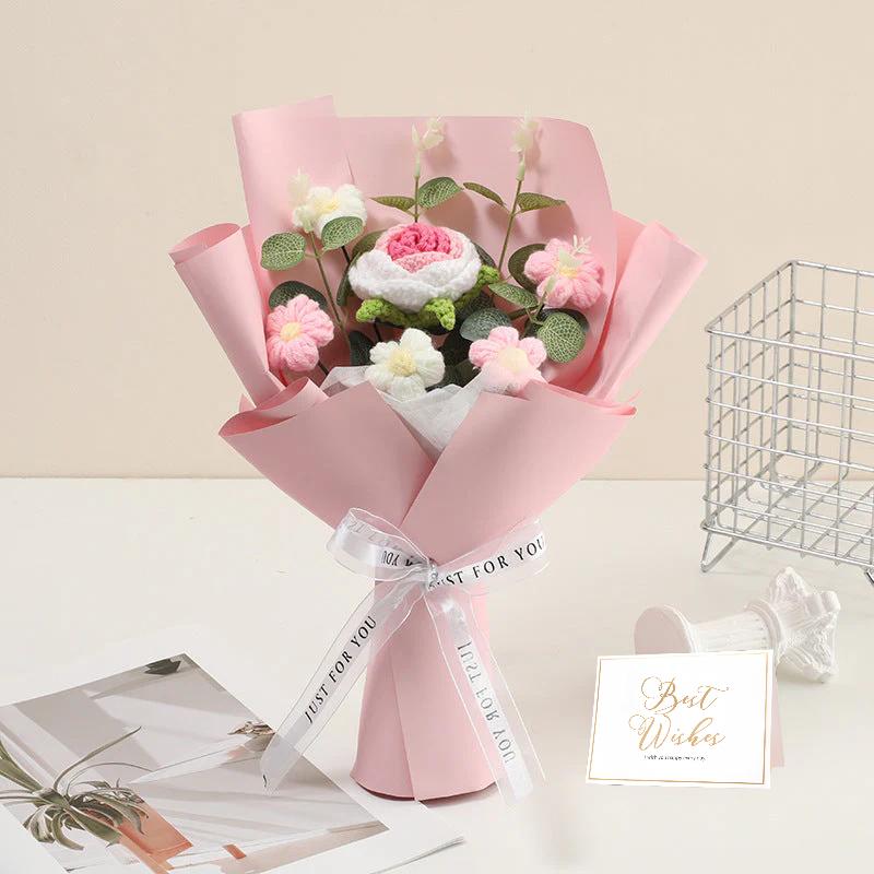 DE RDUCTION Bouquet de fleurs dlicates au crochet fait main Design raliste, durable et parfait pour la dcoration intrieure ou comme cadeau