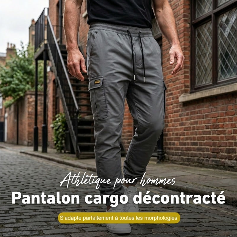 BIS ZU 50% RABATT Cargo Jogger Hose aus Polyester, verstellbare Taille, Taschen