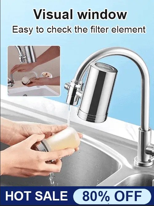 Edelstahl-Wasserhahnfilter für den Haushalt, installationsfrei