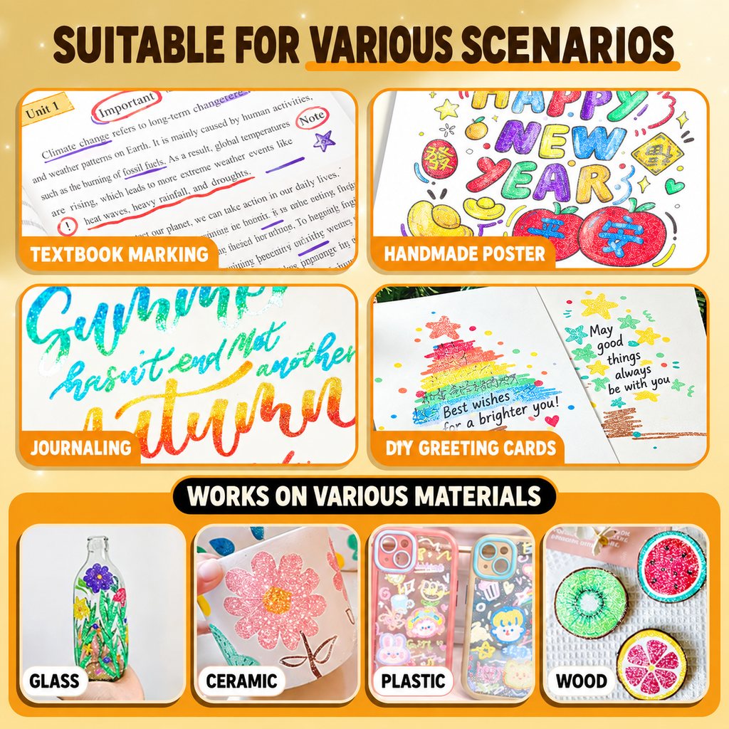 Marqueurs paillettes magiques Stylos artistiques bicolores double pointe