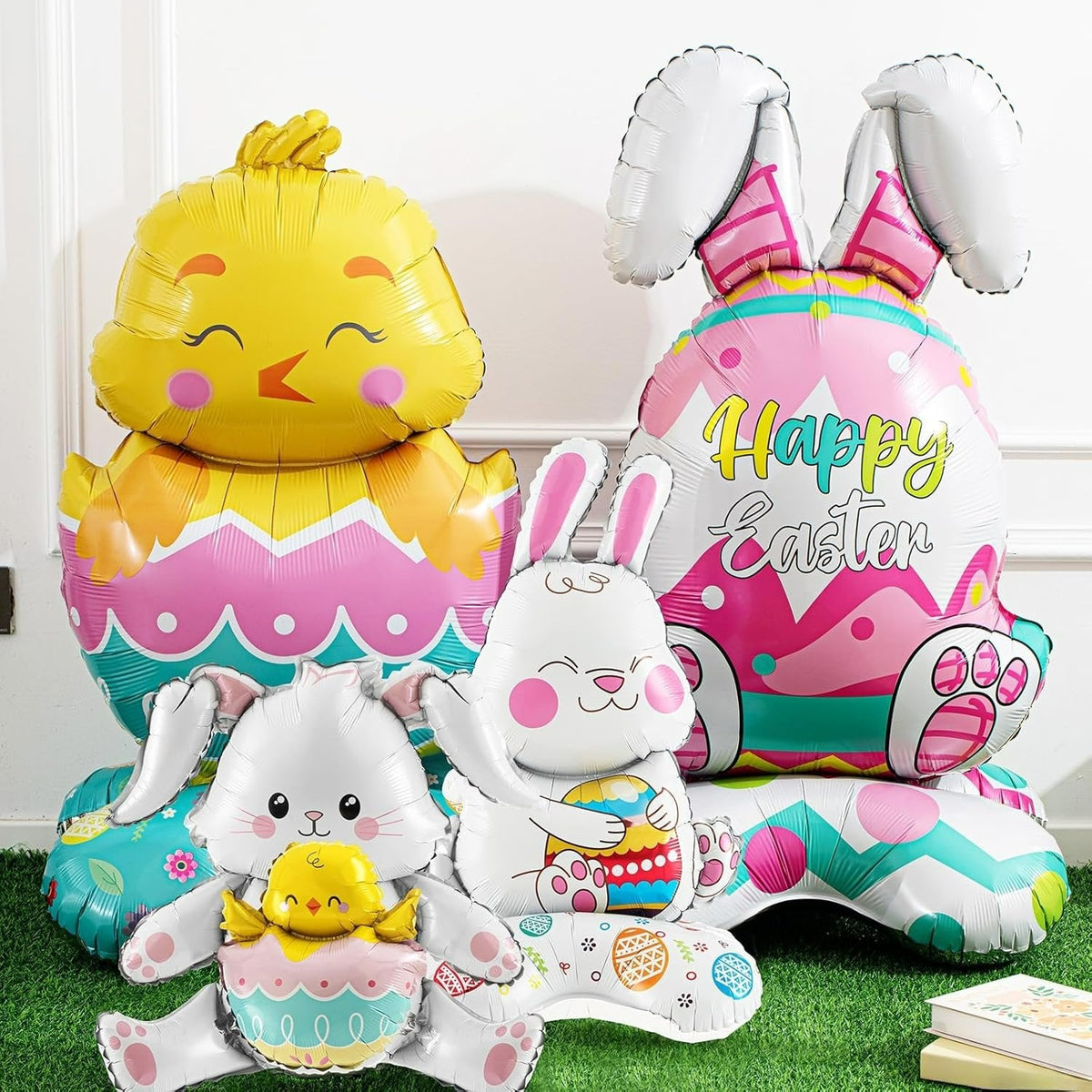 DE RDUCTION Ballons 3D sur Pied pour Paques Gants Lapin/Carotte/Poussin/?uf Dcoration Festive, Gonflage l'Air & Parfait pour Enfants/Jardin