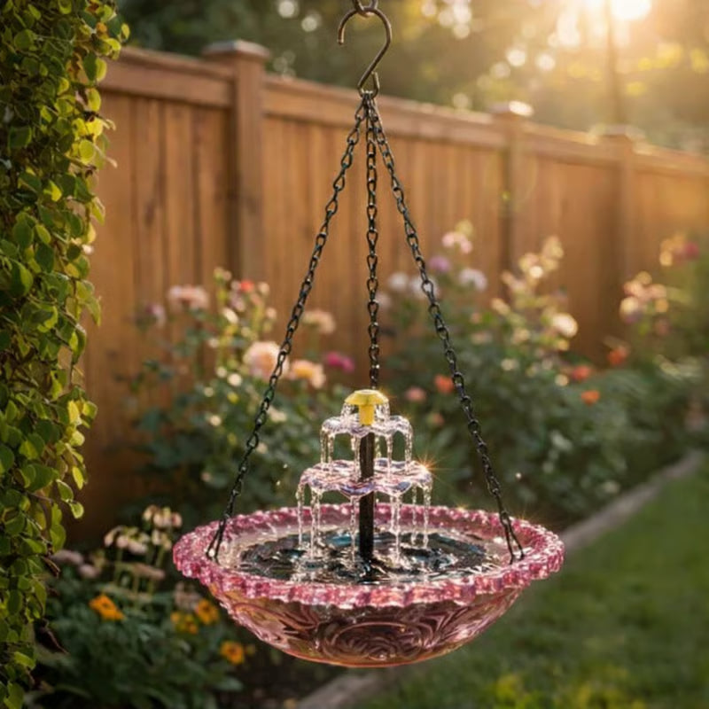 DE PRINTEMPS - 50 % DE RDUCTION Baignoire oiseaux suspendue solaire Fontaine ou distributeur de nourriture pour oiseaux