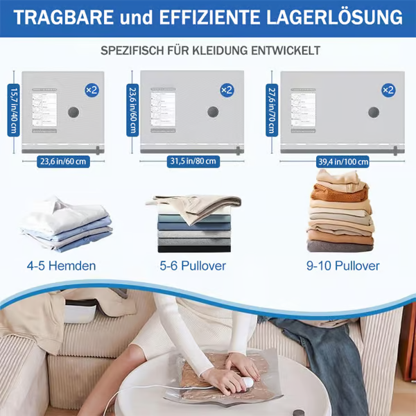 DE RDUCTION OFFRE EXCEPTIONNELLE Lot de 6 sacs de compression pour aspirateur lectrique USB Rangement peu encombrant, fermeture hermtique, rutilisables et durables