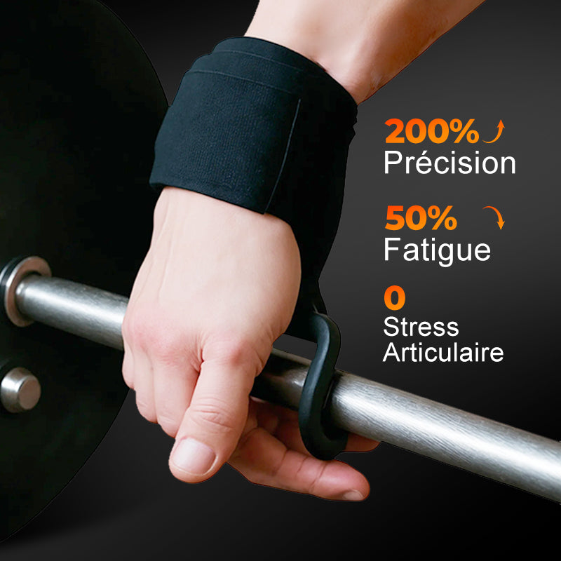 DE RDUCTION Sangles de Poignet Robustes Crochets pour Haltrophilie Prise Ultrascurise, Confort Maximal & Support Musculaire Intensif