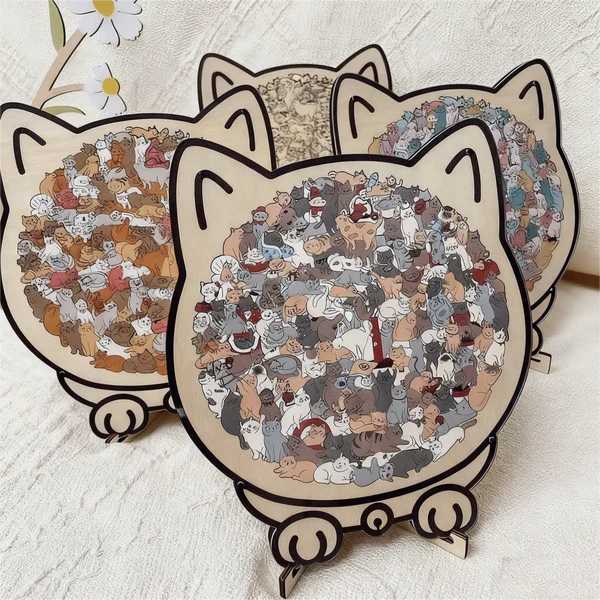 De No?l 50 % de rduction Puzzle en bois reprsentant un chat aux couleurs Morandi, 135 pices