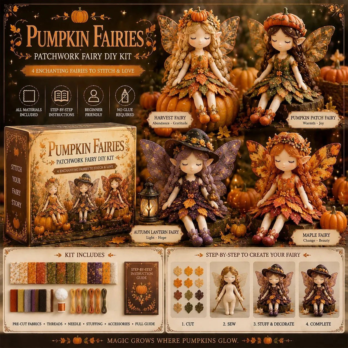 DE RDUCTION Kit DIY de patchwork ferique 4 fes uniques adapt aux dbutants cadeau parfait Achetez 2, livraison gratuite