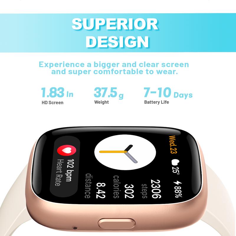 Montre connecte pour femmes et hommes, tracker d'activit physique avec fonction d'appel, montre de fitness avec suivi du sommeil/100 sports/podomtre tanche IP68