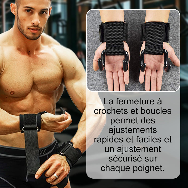 DE RDUCTION Sangles de Poignet Robustes Crochets pour Haltrophilie Prise Ultrascurise, Confort Maximal & Support Musculaire Intensif