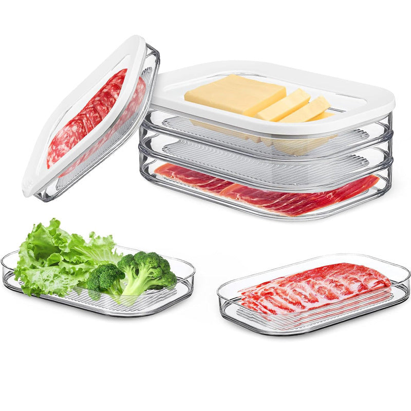 DE RDUCTION Vorratsdosen, 3er-Set, PET, transparent, luftdicht und stapelbar für Kühlschrankorganisation