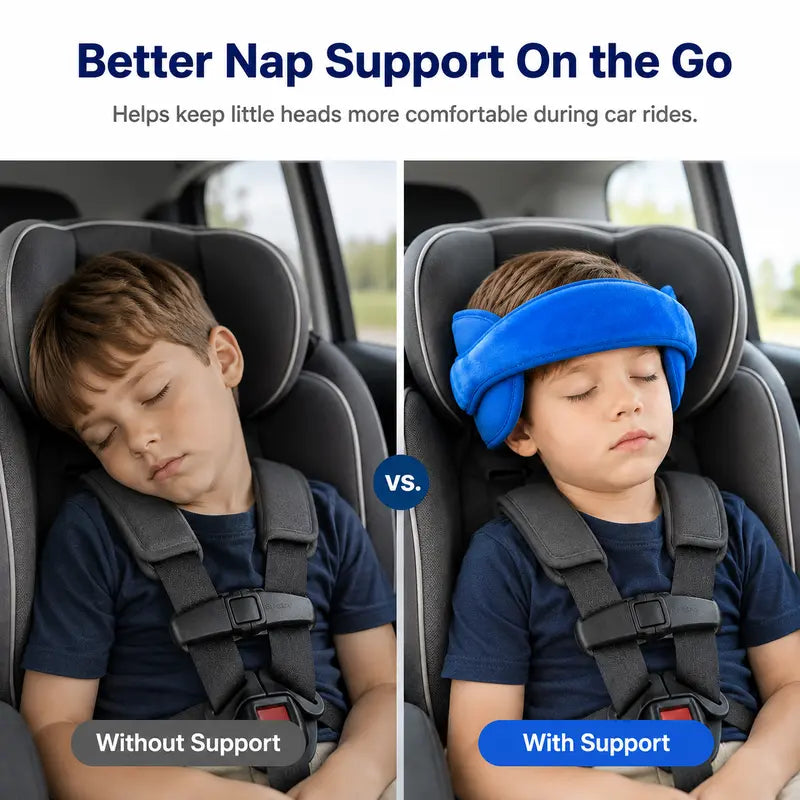 Sangle d'appui-tte pour sige auto enfant, bande de soutien souple et moelleuse pour la sieste, rglable, avec coussins latraux rembourrs