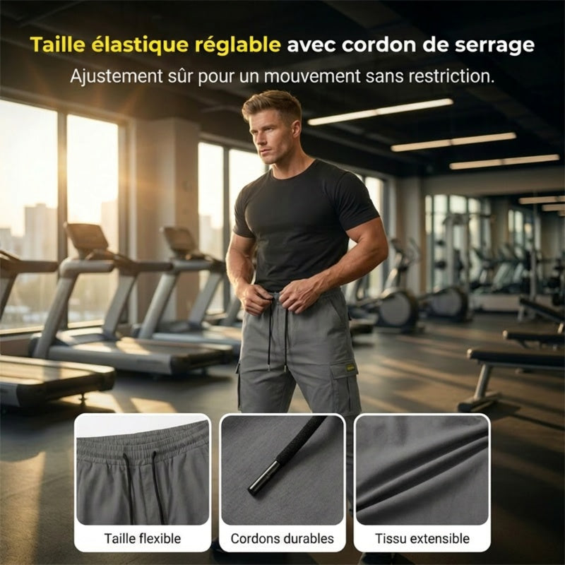 BIS ZU 50% RABATT Cargo Jogger Hose aus Polyester, verstellbare Taille, Taschen