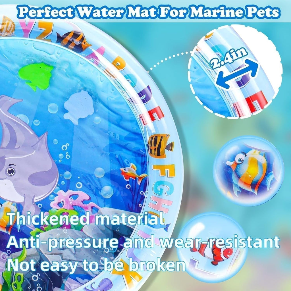 Interaktive Haustier-Wasserspielmatte mit schwimmenden Fischen + Kühlmatte für den Sommer