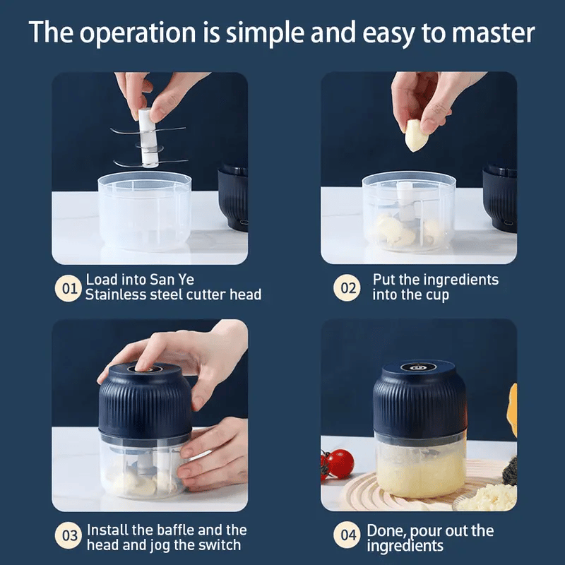 Multifunctional cordless electric mini garlic chopper