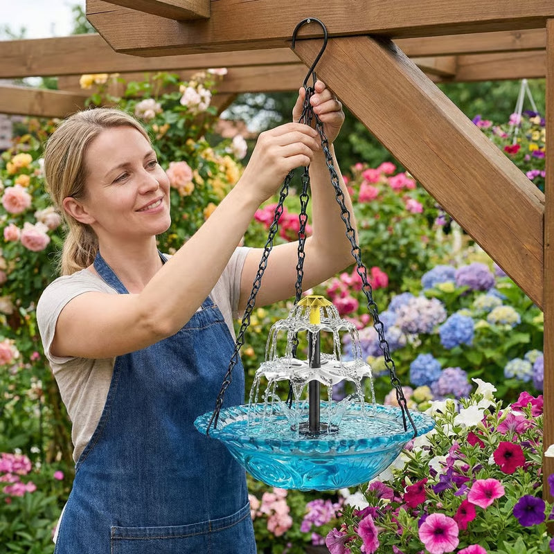 DE PRINTEMPS - 50 % DE RDUCTION Baignoire oiseaux suspendue solaire Fontaine ou distributeur de nourriture pour oiseaux