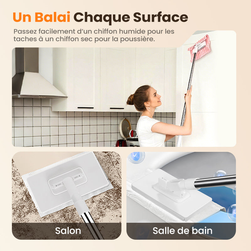 DE RDUCTION Balai poussire jetable avec 4 housses rutilisables