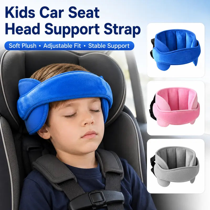 Sangle d'appui-tte pour sige auto enfant, bande de soutien souple et moelleuse pour la sieste, rglable, avec coussins latraux rembourrs