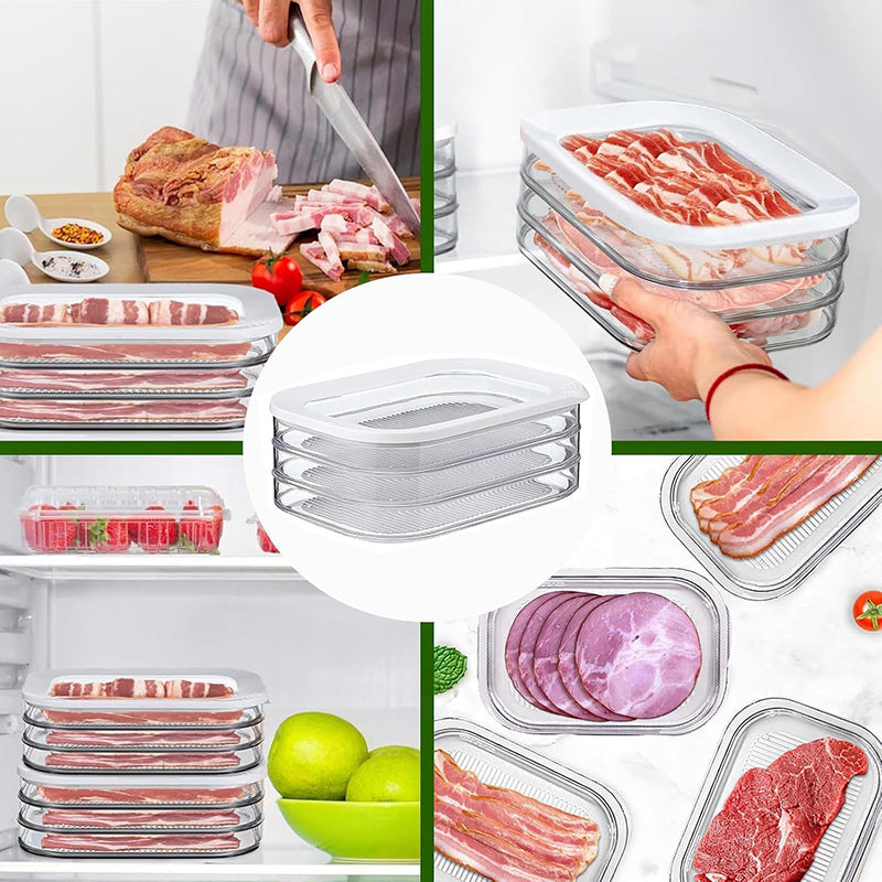 DE RDUCTION Vorratsdosen, 3er-Set, PET, transparent, luftdicht und stapelbar für Kühlschrankorganisation