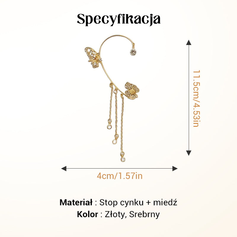 Boucles d'oreilles avec zircone et pompons en forme de papillons
