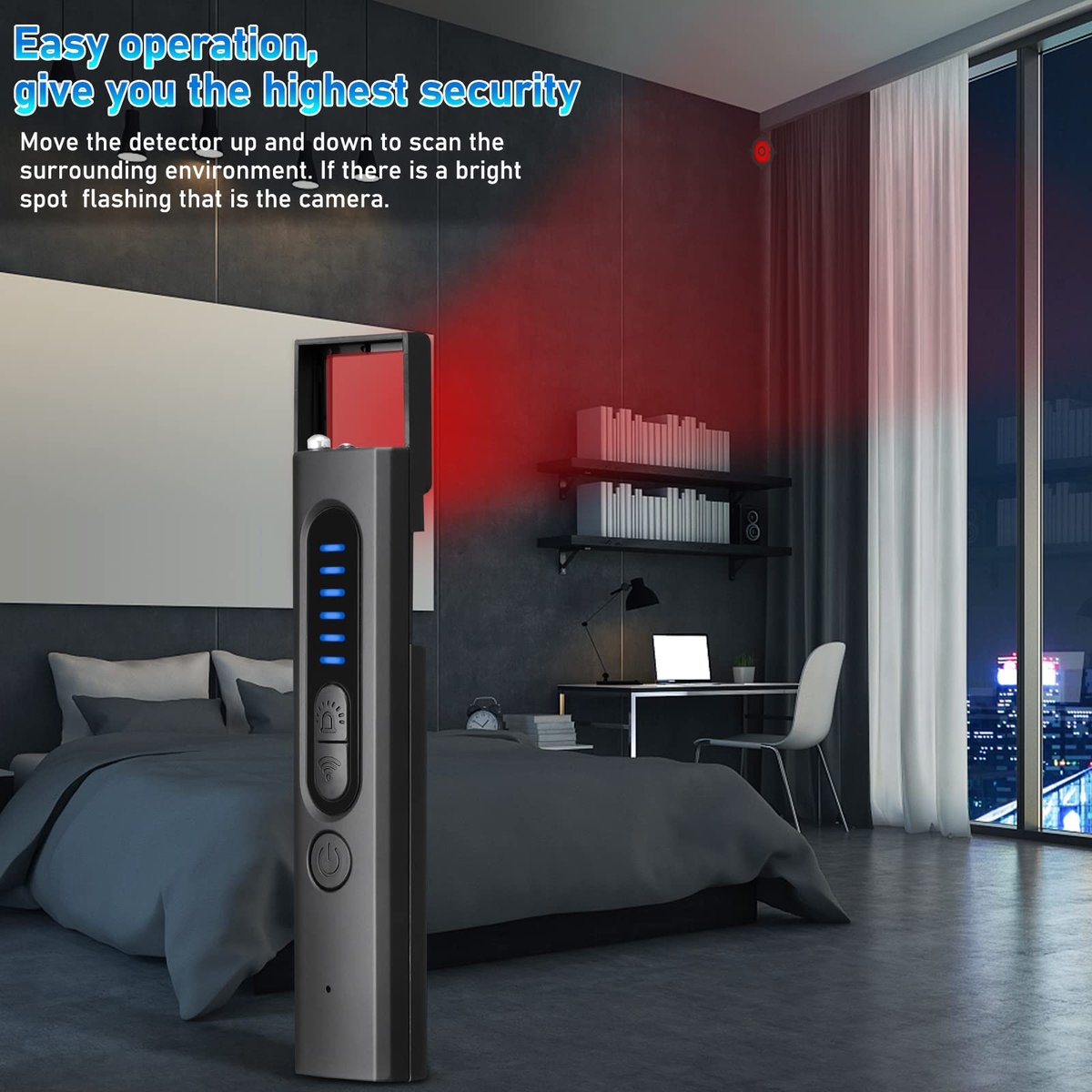 DE RDUCTION Dtecteur de Camras Caches - 6 Niveaux de Sensibilit RF, Porte 10m, Protection de la Vie Prive