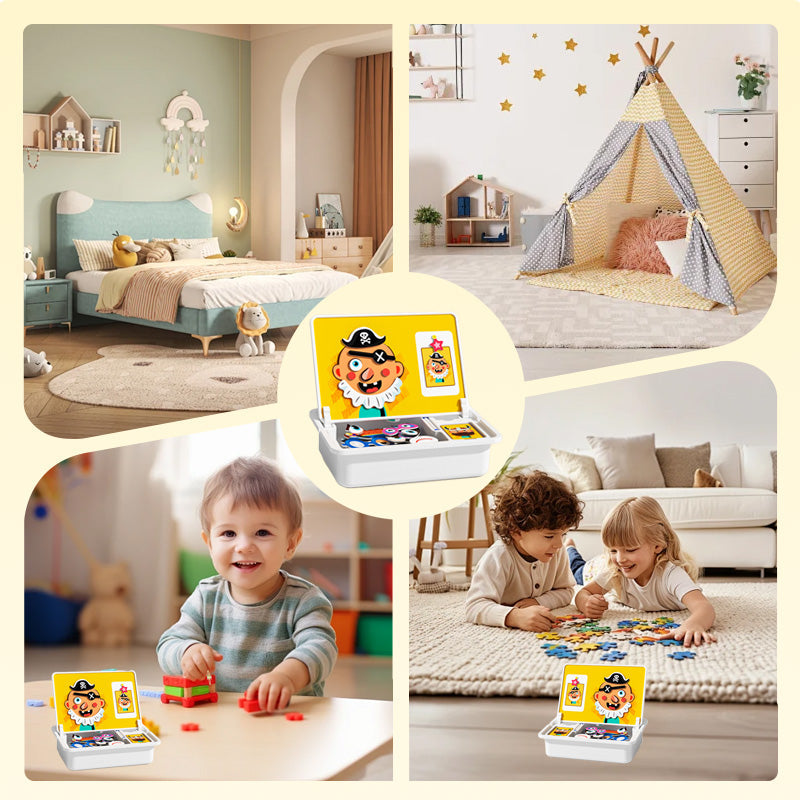 Bo?te puzzle magntique pour enfants avec jeu et planche dessi