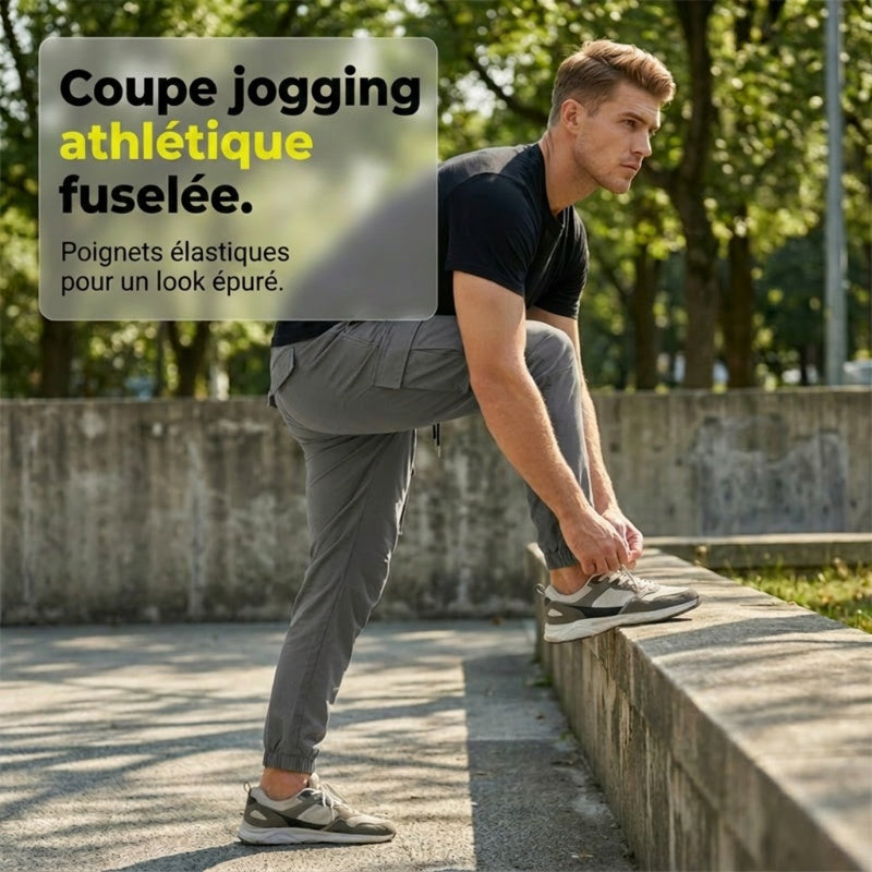 BIS ZU 50% RABATT Cargo Jogger Hose aus Polyester, verstellbare Taille, Taschen