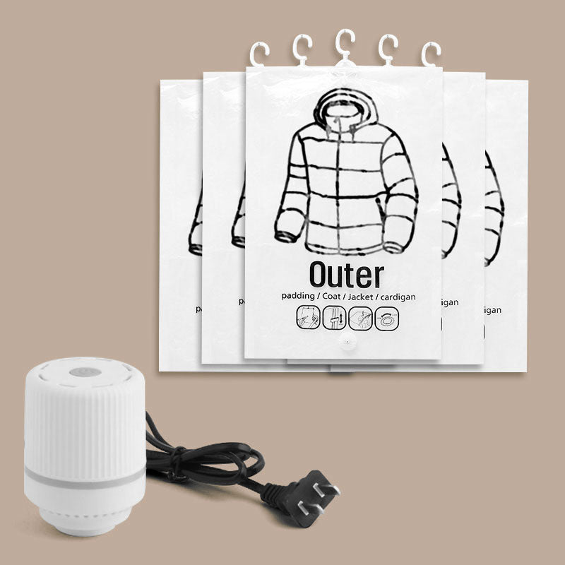 Sac de rangement sous vide saisonnier pour doudoune suspendue