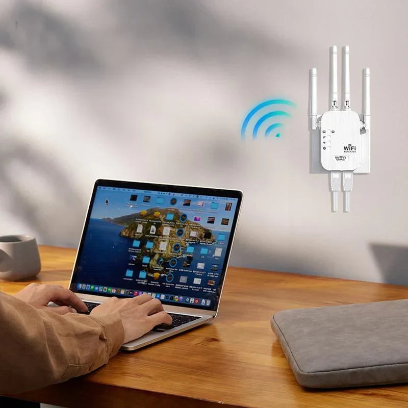 Extenseur WiFi 2025,1200Mbps Booster de signal double bande (5GHz/2.4GHz), couvre 10 000 pieds carrs et 50 appareils, rpteur avec port Ethernet pour la maison