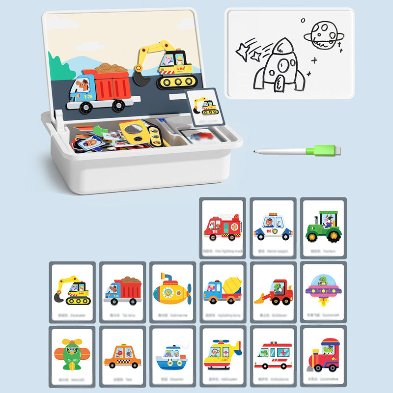 Bo?te puzzle magntique pour enfants avec jeu et planche dessi