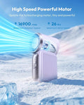 Mini ventilateur portable avec affichage LED C Ventilateur de poche turbo 5 vitesses. Rechargeable par USB, refroidissement rapide idal pour les voyages et le maquillage. Cadeau parfait. Rfrigration portable.